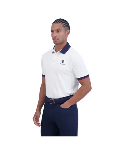 Ben Sherman Men's Checker Rib Tech Pique Sports Fit Polo Shirt In White