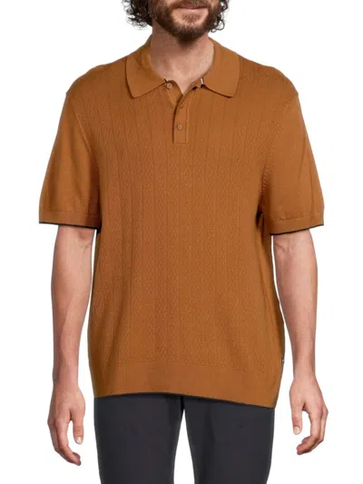 Ben Sherman Men's Diamond Jacquard Sweater Polo In Clay