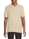 Ben Sherman Men's Diamond Jacquard Sweater Polo In Oatmeal