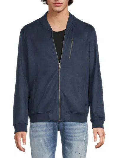 Ben Sherman Men's Faux Suede Bomber Jacket In Navy