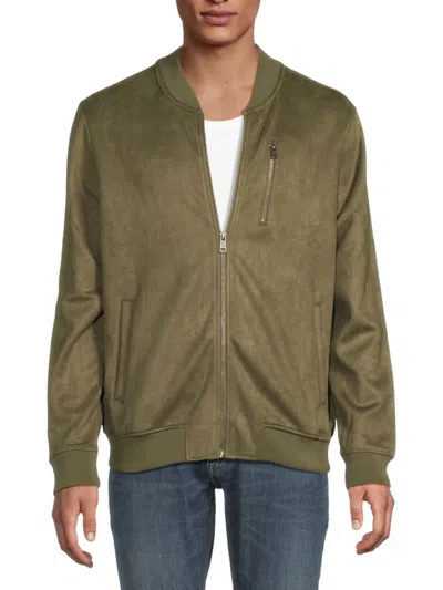 Ben Sherman Men's Faux Suede Bomber Jacket In Olive