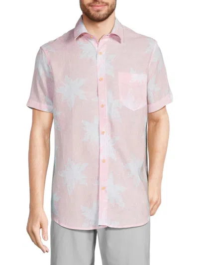 Ben Sherman Men's Floral Linen Blend Shirt In Pink