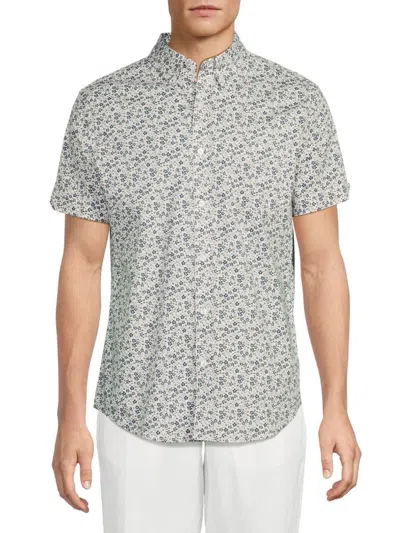 Ben Sherman Men's Floral Print Stretch Cotton Shirt In Gray