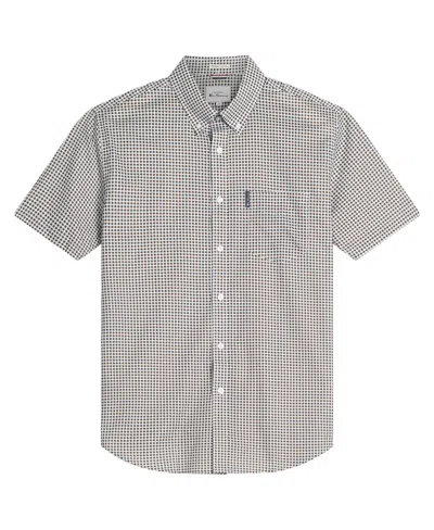 Ben Sherman Men's Geo-print Short Sleeve Shirt In Ice Blue