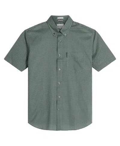 Ben Sherman Men's Geo-print Short Sleeve Shirt In Pale Khaki