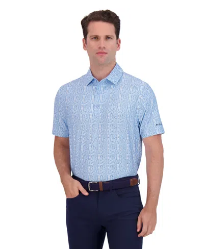 Ben Sherman Men's Golf Watercolor Geo Sports Fit Polo Shirt In Light Blue