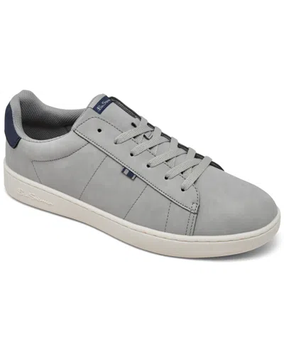 Ben Sherman Men's Hampton Low Court Casual Sneakers From Finish Line In Alloy,white,navy