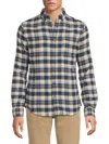 Ben Sherman Herringbone Plaid Flannel Button-up Shirt In Navy Blazer