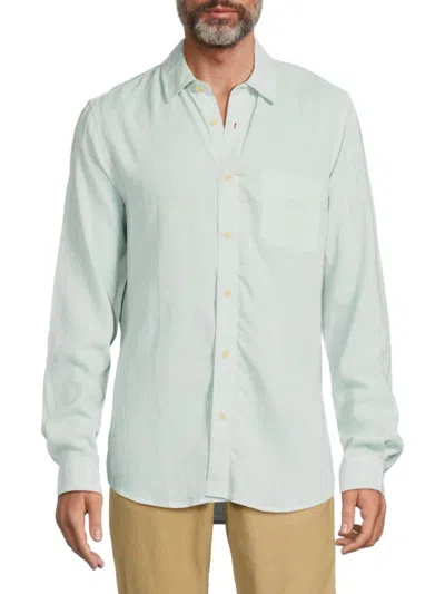 Ben Sherman Men's Long Sleeve Linen Blend Shirt In Light Blue