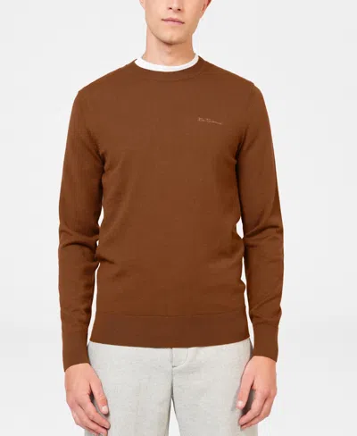 Ben Sherman Men's Merino Crew Sweater In Utility Brown