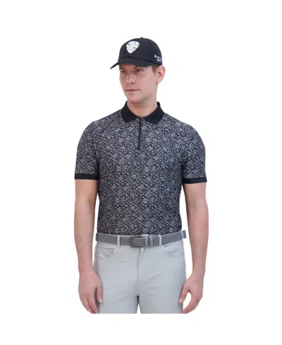 Ben Sherman Men's Mono Dots Tech Jersey Sports Fit Polo Shirt In Black