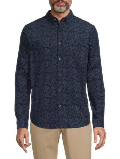 Ben Sherman Men's Paisley Corduroy Shirt In Navy Blazer