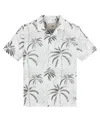 Ben Sherman Palm Print Short Sleeve Cotton Button-up Shirt In White
