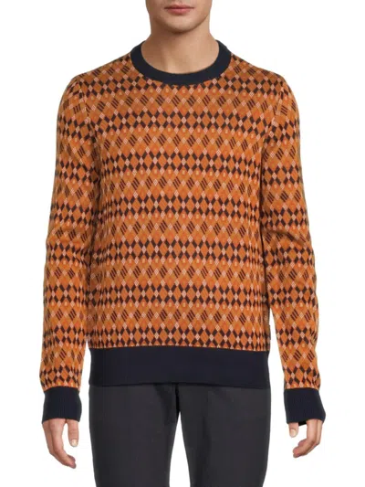 Ben Sherman Men's Pattern Sweater In Tan Multi