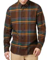 Ben Sherman Men's Regular-fit Oversized Brushed Check Button-down Shirt In Dark Brown