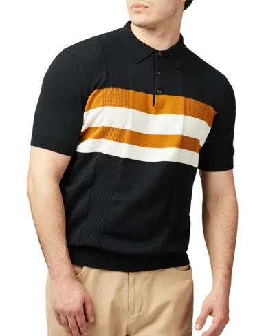 BEN SHERMAN MEN'S REGULAR-FIT TEXTURED-KNIT STRIPE POLO SHIRT