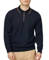 Ben Sherman Tipped Long Sleeve Polo Sweater In Dark Navy