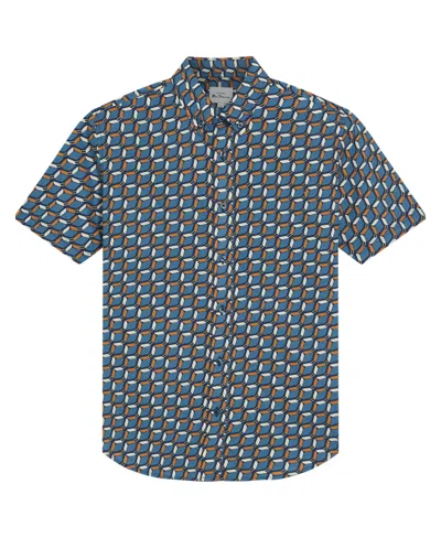 Ben Sherman Men's Retro Geo Print Short Sleeve Shirt In Royal