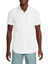 Ben Sherman Men's Short-sleeve Seersucker Cotton Shirt In White