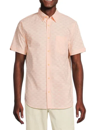 Ben Sherman Men's Short Sleeve Wave Print Button Down Shirt In Blossom