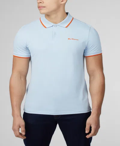 Ben Sherman Men's Signature Short Sleeve Polo Shirt In Pale Blue