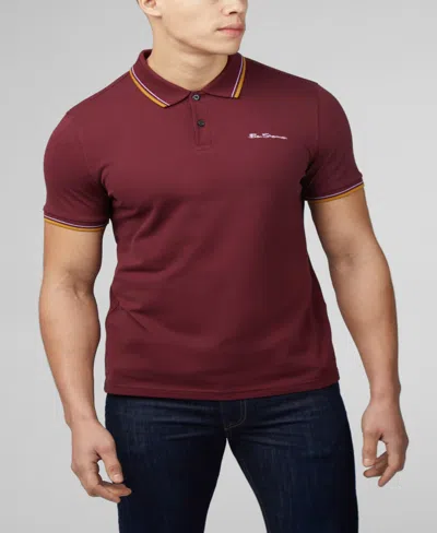 Ben Sherman Men's Signature Short Sleeve Polo Shirt In Port