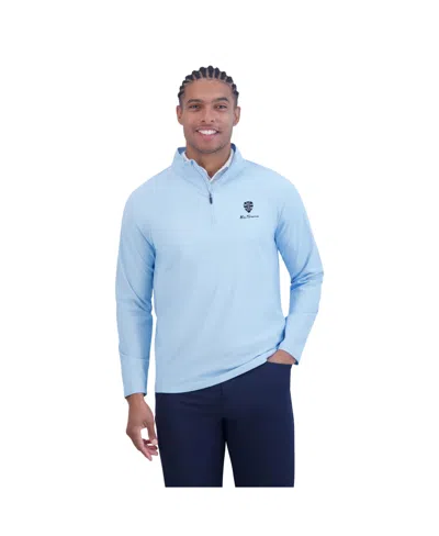 Ben Sherman Men's Solid Pique Quarter Zip Sweatshirt In Light Blue