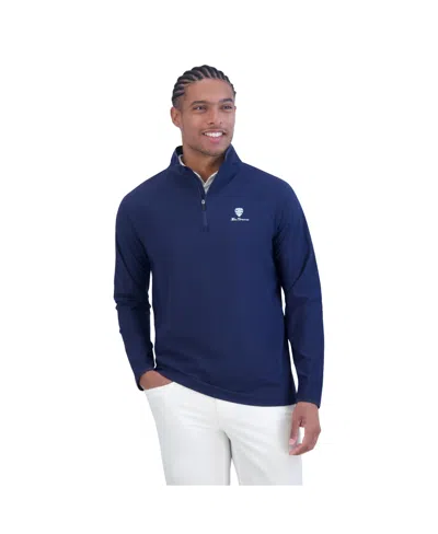 Ben Sherman Men's Solid Pique Quarter Zip Sweatshirt In Navy