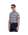 Ben Sherman Men's Sport Multi Stripe Tech Jersey Sports Fit Polo Shirt In Amber