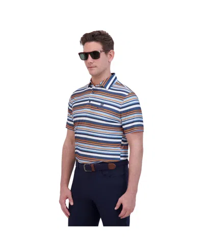 Ben Sherman Men's Sport Multi Stripe Tech Jersey Sports Fit Polo Shirt In Amber