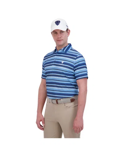 Ben Sherman Men's Sport Multi Stripe Tech Jersey Sports Fit Polo Shirt In Sea