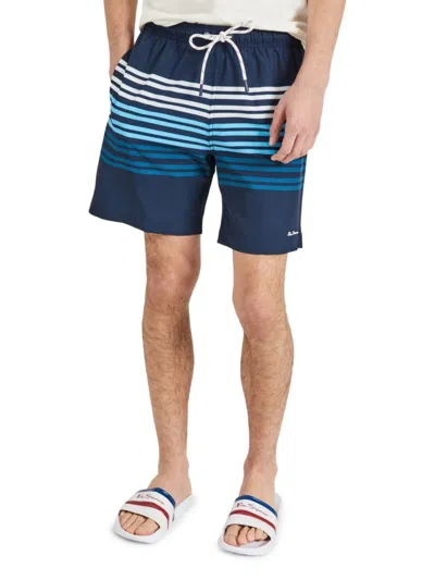 Ben Sherman Men's Stripe Swim Shorts In Navy