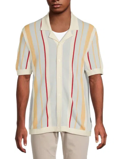 Ben Sherman Men's Striped Cotton-blend Camp Shirt In Multi