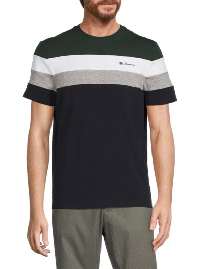 Ben Sherman Men's Striped Crewneck Tshirt In Navy