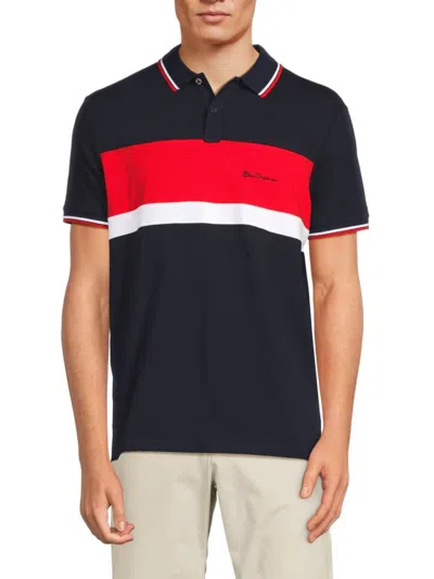 Ben Sherman Men's Striped Logo Polo In Navy Blaze