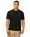 Ben Sherman Men's Tartan Collar Polo Shirt In Black