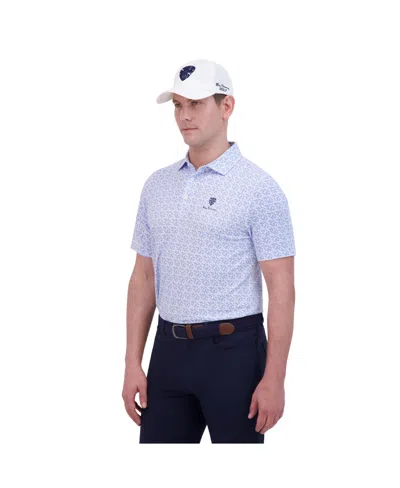 Ben Sherman Men's Ultra Soft Optic Geo Print Tech Terry Sports Fit Polo Shirt In Placid Blue