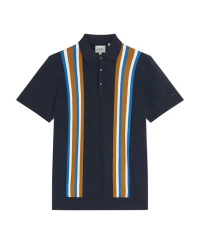 Ben Sherman Men's Vertical Stripe Short Sleeve Polo Shirt In Dark Navy