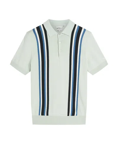 Ben Sherman Men's Vertical Stripe Short Sleeve Polo Shirt In Light Green