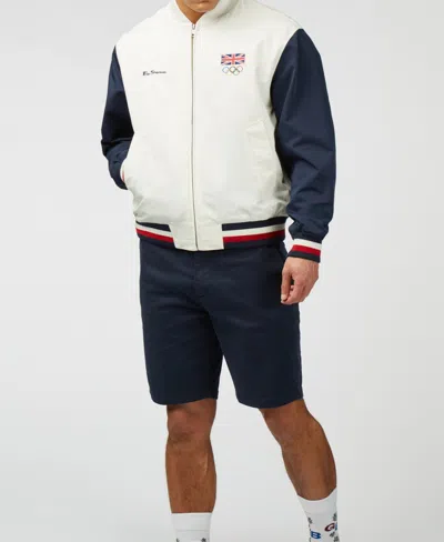 Ben Sherman Mens Team Gb Bomber Jacket In Ivory