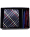 Ben Sherman Plaid Tie & Pocket Square Box Set In Blue