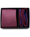 Ben Sherman Men'sâ 2-piece Stripe Tie And Pocket Square Half Box Set In Red