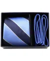 Ben Sherman Men'sâ 2-piece Stripe Tie And Solid Pocket Square Half Box Set In Blue