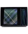 Ben Sherman Plaid Tie & Pocket Square Box Set In Green