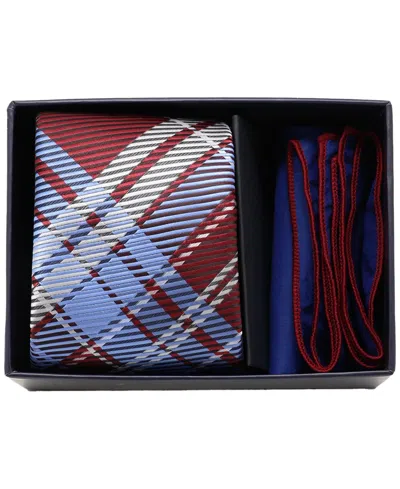 Ben Sherman Men'sâ 2-piece Plaid Tie And Solid Pocket Square Half Box Set In Burgundy