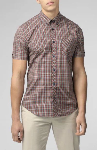 BEN SHERMAN MINI GINGHAM SHORT SLEEVE BUTTON-DOWN SHIRT