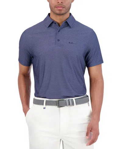 Ben Sherman Mini Stripes Tech Jersey Sports Fit Polo In Navy