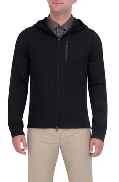 Ben Sherman Mixed Media Hooded Golf Jacket In Black