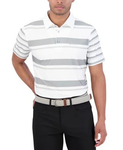 Ben Sherman Mixed Mod Stripes Tech Jersey Sports Fit Polo In Light Grey
