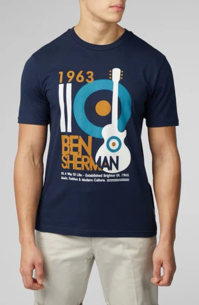 Ben Sherman Mod Guitar Poster Graphic T-shirt In Dark Navy